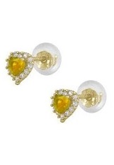 tiny gold heart shaped November birthstone baby earrings